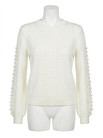 Lyssé Leanna Cozy Pearl Sweater in Snow White (view 1)
