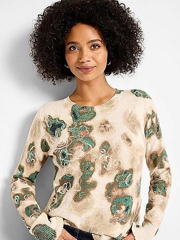 Nic + Zoe Callie Camo Shine Sweater in Neutral Multi (view 2)