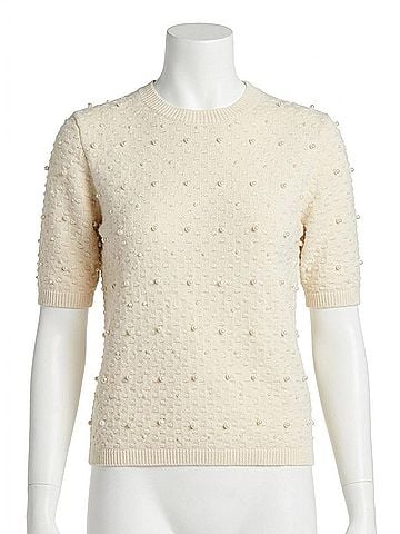 Lyssé Valentina Pearl Short Sleeve Sweater in Icing (view 1)