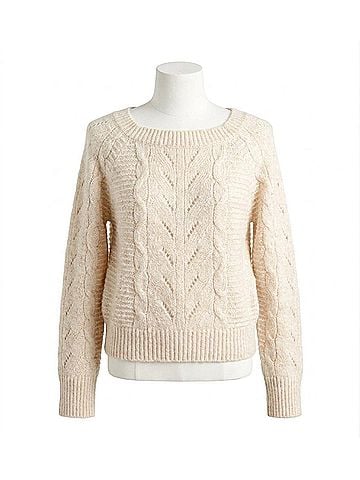 Molly Bracken Cable Knit Sweater in Beige (view 1)