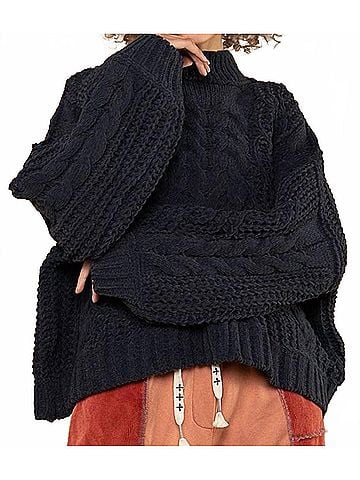 Pol Chelsey Mock Neck Chenille Sweater in Charcoal (view 2)