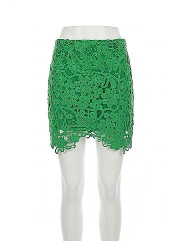 Adelyn Rae Janine Crochet Lace Mini Skirt in Green (view 1)