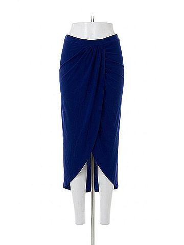 Bobi Women's Draped Midi Skirt in Navy Blue (view 1)