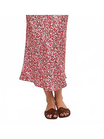 Gilli Evan Floral Satin Midi Skirt in Pink (view 2)