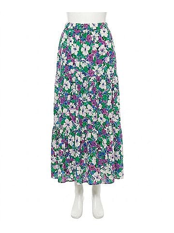 Molly Bracken Long Floral Skirt in Green (view 1)