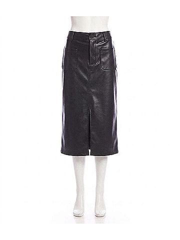 Karen Kane Faux Leather Midi Skirt in Black (view 1)