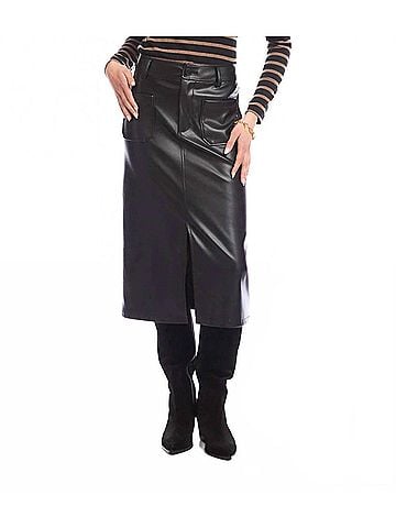 Karen Kane Faux Leather Midi Skirt in Black (view 2)