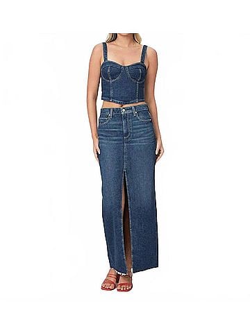 Paige Angela Maxi Skirt in Denim 1086 (view 2)