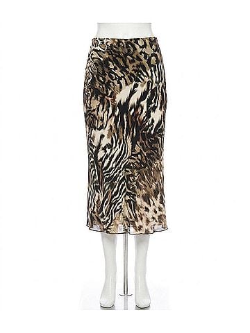 Karen Kane Anna Animal Print Bias Cut Midi Skirt in Shadow Animal Print (view 1)