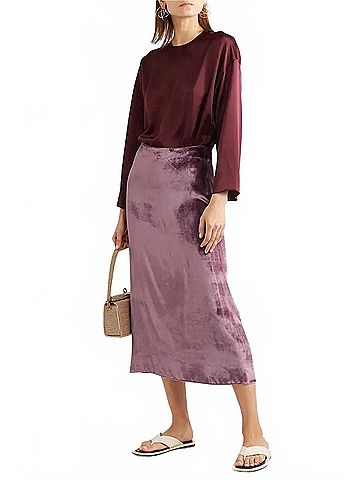 Vince. Velvet Midi Skirt in Purple (view 2)