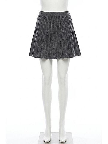 Susana Monaco Pointelle Sweater Skirt in Grey Melange Grey (view 1)