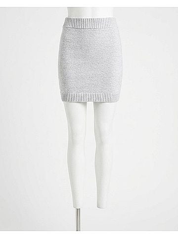 Splendid Ribbed Trim Sweater Skirt in Ice Heather Grey (view 1)