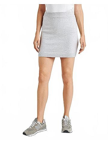 Splendid Ribbed Trim Sweater Skirt in Ice Heather Grey (view 2)