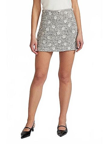 Lucy Paris Rosalyn Sequined Mini Skirt in Grey (view 2)