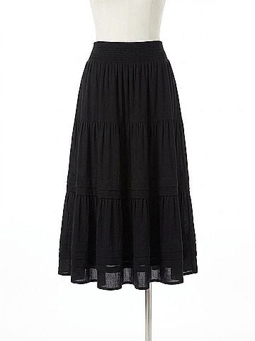 NATION LTD Janine Tiered Midi Skirt in Jet Black (view 1)