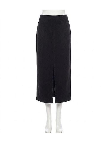Karen Kane Faux Suede Front Slit Skirt in Black (view 1)