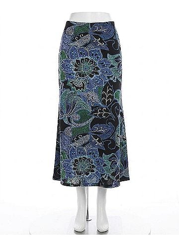 Karen Kane Side Slit Midi Skirt in Print (view 1)