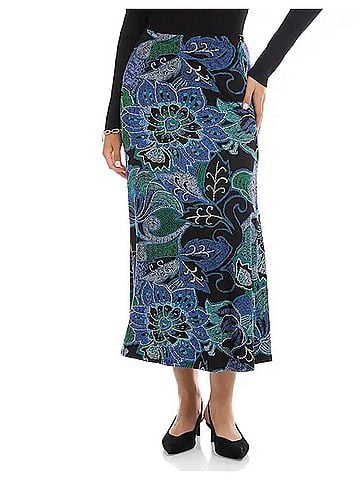 Karen Kane Side Slit Midi Skirt in Print (view 2)