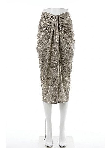 Joseph Ribkoff Foiled Draped Pencil Skirt in Beige/Gold (view 1)