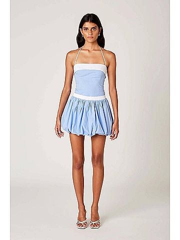 Nia Smith Bubble Mini Skirt in Chambray (view 2)