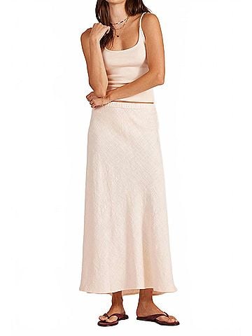 Bobi Bias Cut Maxi Skirt in Linen (view 2)