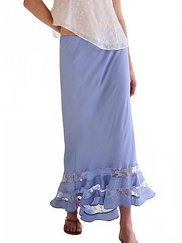 Free People Long Lost Lover Slip Skirt in Cashmere Blue (view 2)