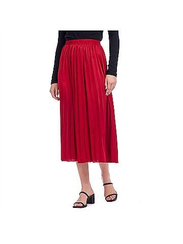 Mud Pie Townes Pleated Midi Skirt in Red (view 2)