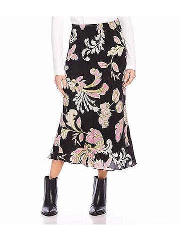 Karen Kane Brissa Bias Cut Midi Skirt in Pink Floral Print (view 2)