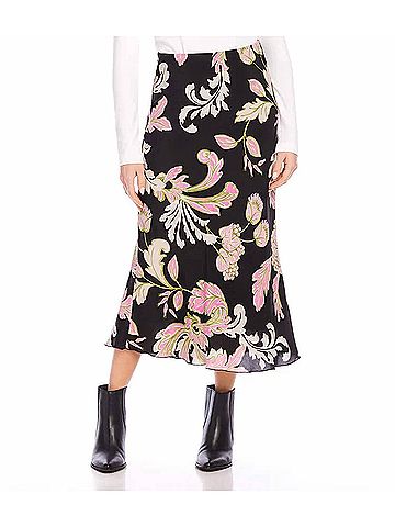 Karen Kane Brissa Bias Cut Midi Skirt in Pink Floral Print (view 2)