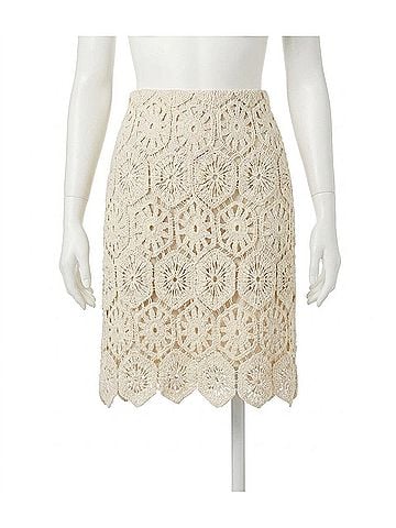 Karen Kane Carolina Crochet Mini Skirt in Natural (view 1)