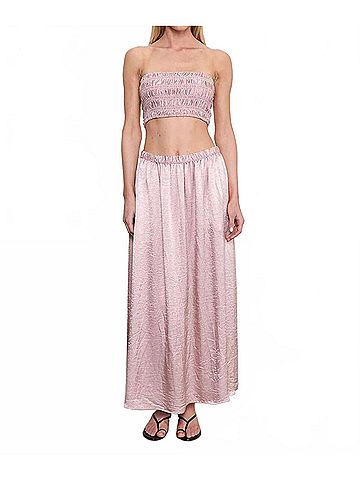 Enza Costa Textured Satin Celeste Skirt in Pink (view 2)