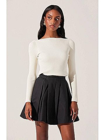 Astr Antheia Pleated Skirt in Black (view 2)