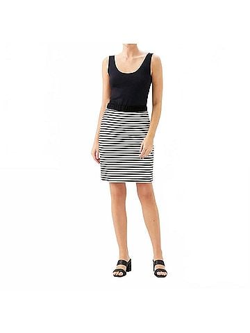 Karen Kane Stripe Short Skirt in Ivory With Black (view 2)