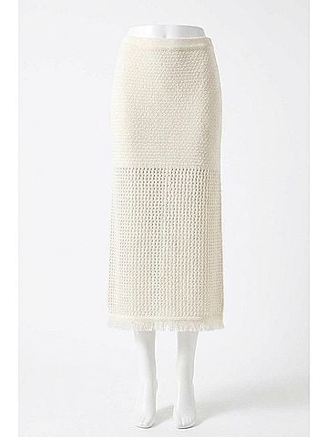 Velvet by Graham & Spencer Blythe Mesh Cotton Knit Midi Skirt in Milk (view 1)