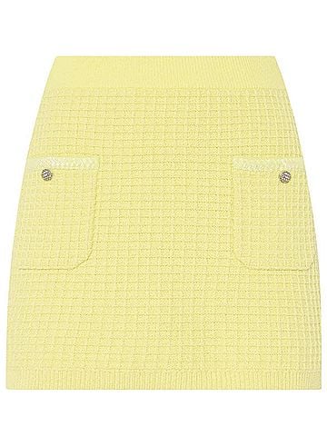 Milly Saige Textured Mini Skirt in Light Yellow (view 2)