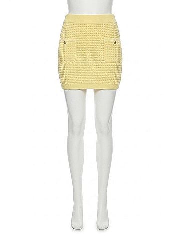 Milly Saige Textured Mini Skirt in Light Yellow (view 1)