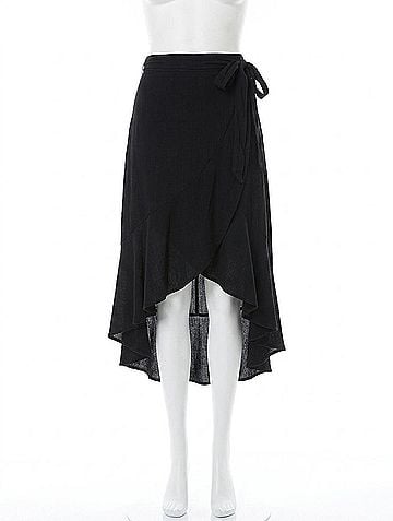 Bella Dahl Ruffle Wrap Skirt in Black (view 1)