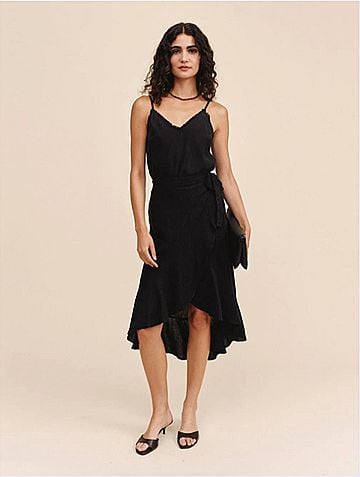 Bella Dahl Ruffle Wrap Skirt in Black (view 2)
