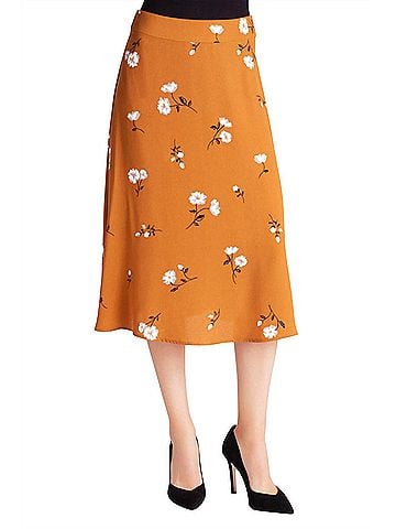 Kensie Midi Woven Skirt in Mid-Century Floral (view 2)