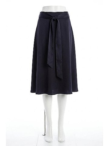 Kensie Matte Shine Belted Midi Skirt in Black (view 1)