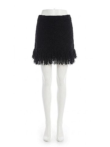 Allison Anna Fringe Mini Skirt in Black (view 1)