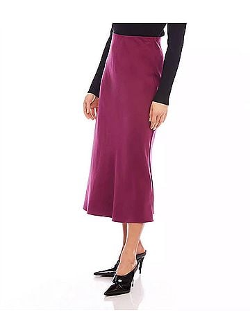 Karen Kane Bias Cut Midi Skirt in Wine (view 2)
