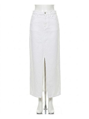 Closed 5 Pocket Denim Maxi Skirt in White (view 1)