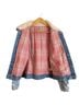 Free People 100% Cotton Plaid Blue Pink Denim Jacket Size S - photo 4