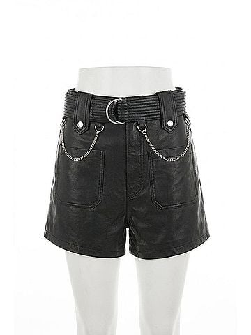 The Kooples Belted Leather Shorts in Black (view 1)