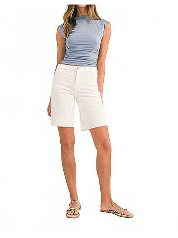 Just Black Denim Bermuda Short in White (view 2)