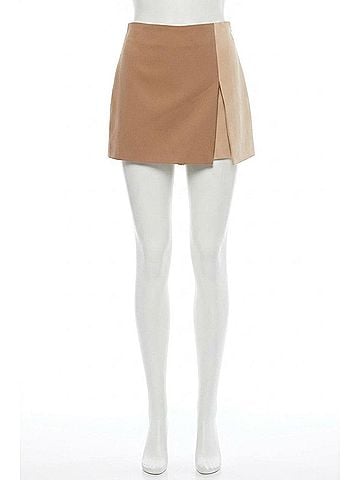 English Factory Mini Suede High-Rise Skort in Tan/Beige (view 1)