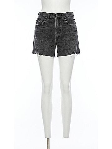 Just Black High Rise Side Slit A-Line Shorts in Black (view 1)