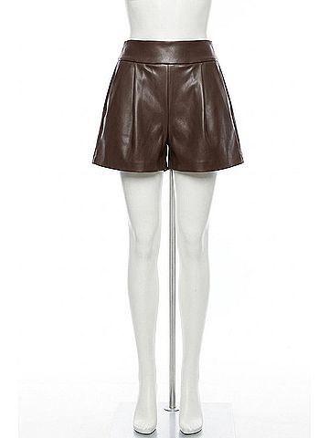 Susana Monaco Faux Leather Pleated Short in Java (view 1)