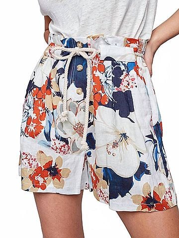 Charlie B Linen Short in Saffron (view 2)